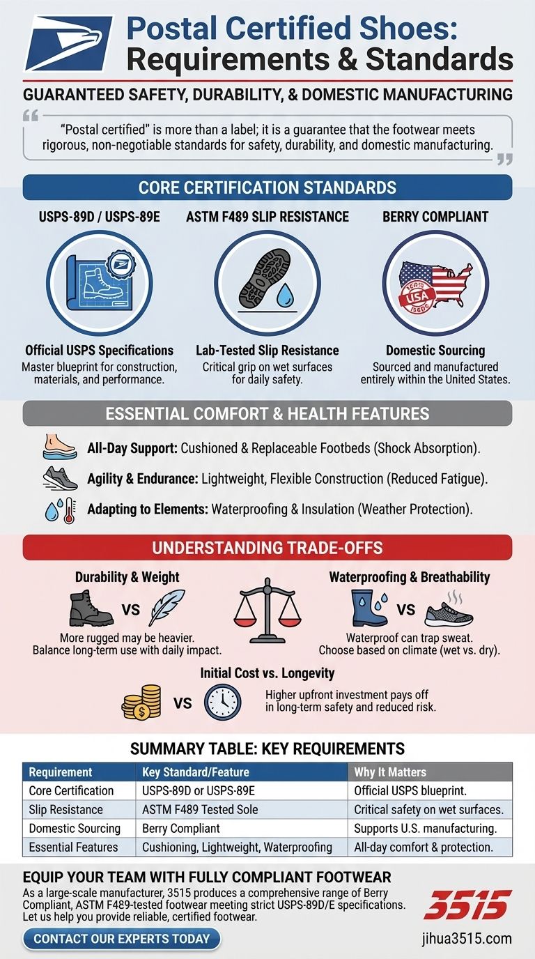 郵便配達員認定シューズの要件とは？ USPS規格と安全に関するガイド ビジュアルガイド