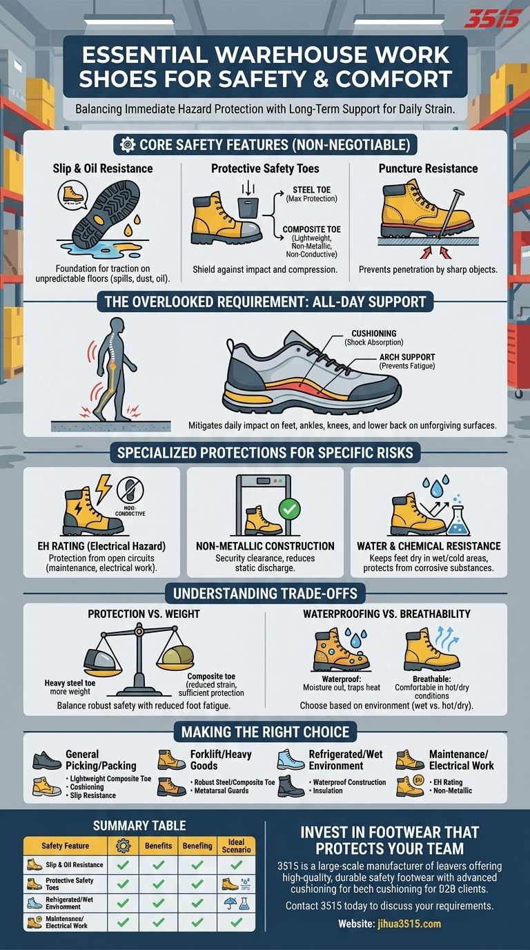 倉庫作業靴には安全のために何が必要ですか？一日中保護のための必須機能 ビジュアルガイド