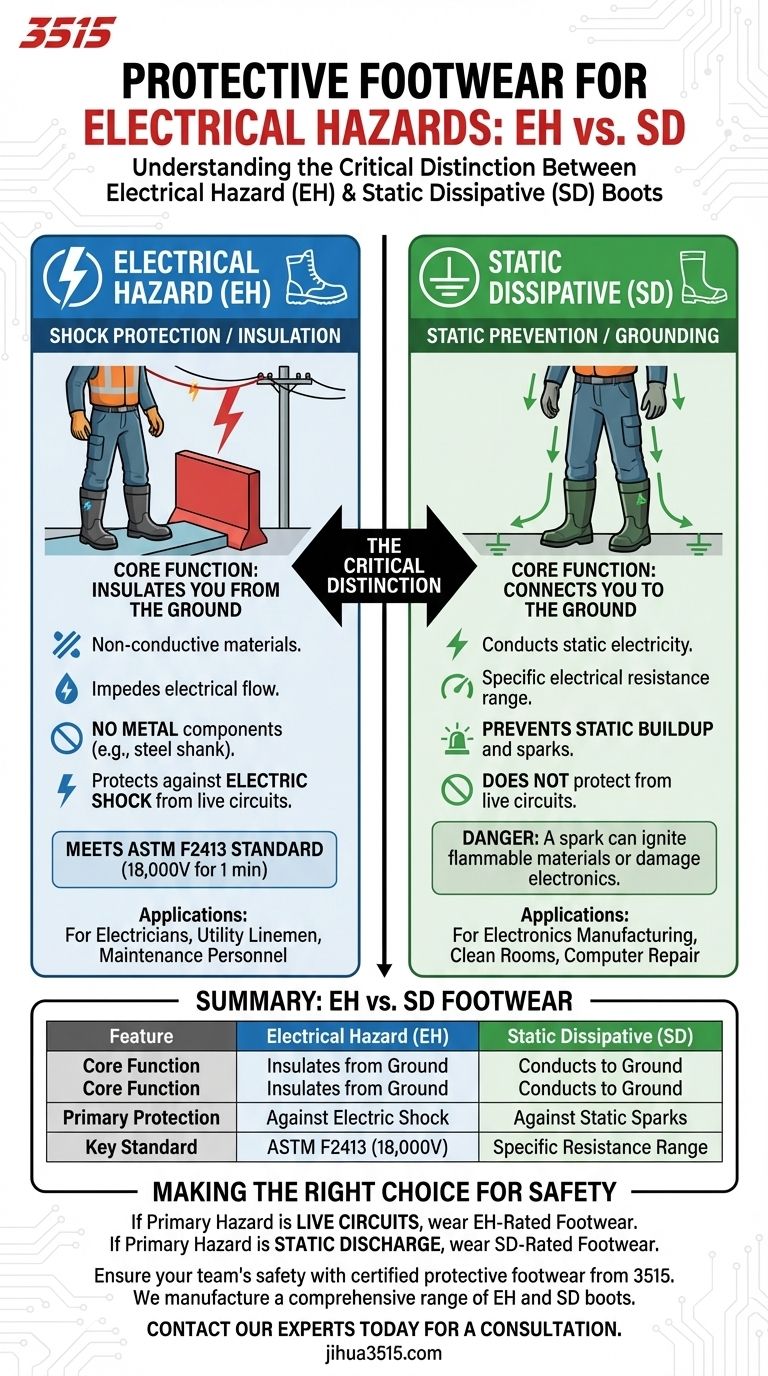 Quels types de chaussures de protection sont disponibles pour les emplois présentant des risques électriques ? Explication des bottes EH vs SD Guide Visuel