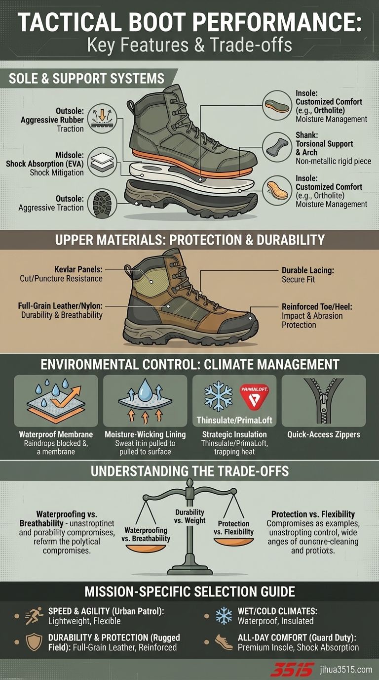 Quais características especiais podem aprimorar o desempenho das botas táticas? Principais características para suporte e proteção superiores Guia Visual