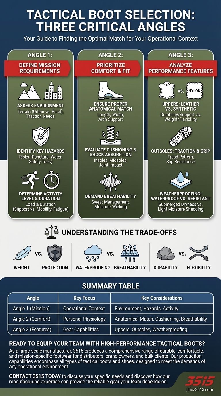 Quels trois angles doivent être pris en compte lors de la recherche des bonnes bottes tactiques ? Trouvez votre correspondance parfaite Guide Visuel
