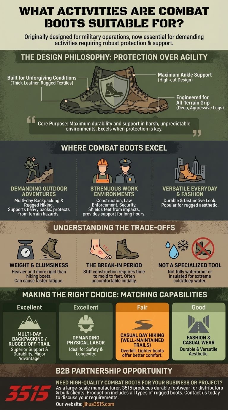 コンバットブーツはどのようなアクティビティに適していますか？過酷な使用のための頑丈なフットウェアガイド ビジュアルガイド