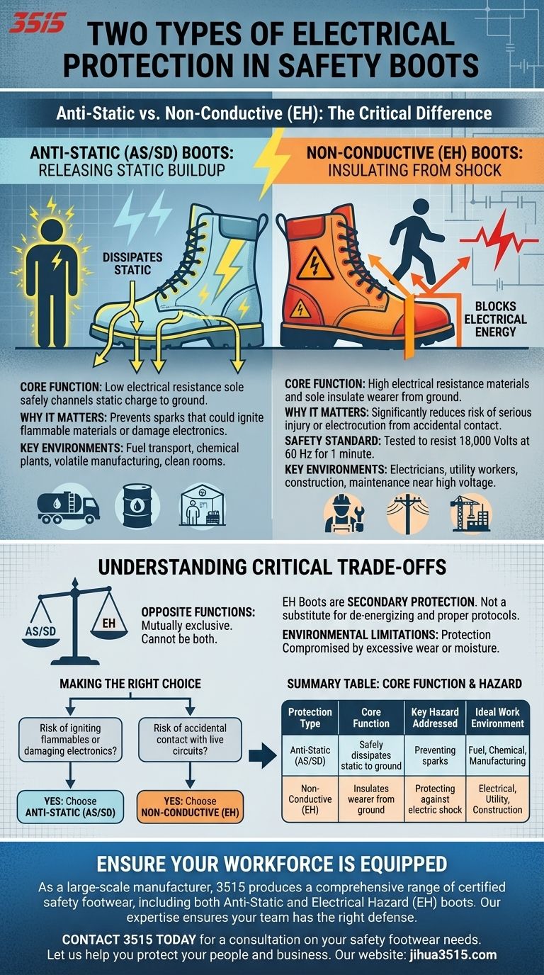 Quels sont les deux types de protection électrique offerts par les chaussures de sécurité ? Antistatique contre EH expliqué Guide Visuel