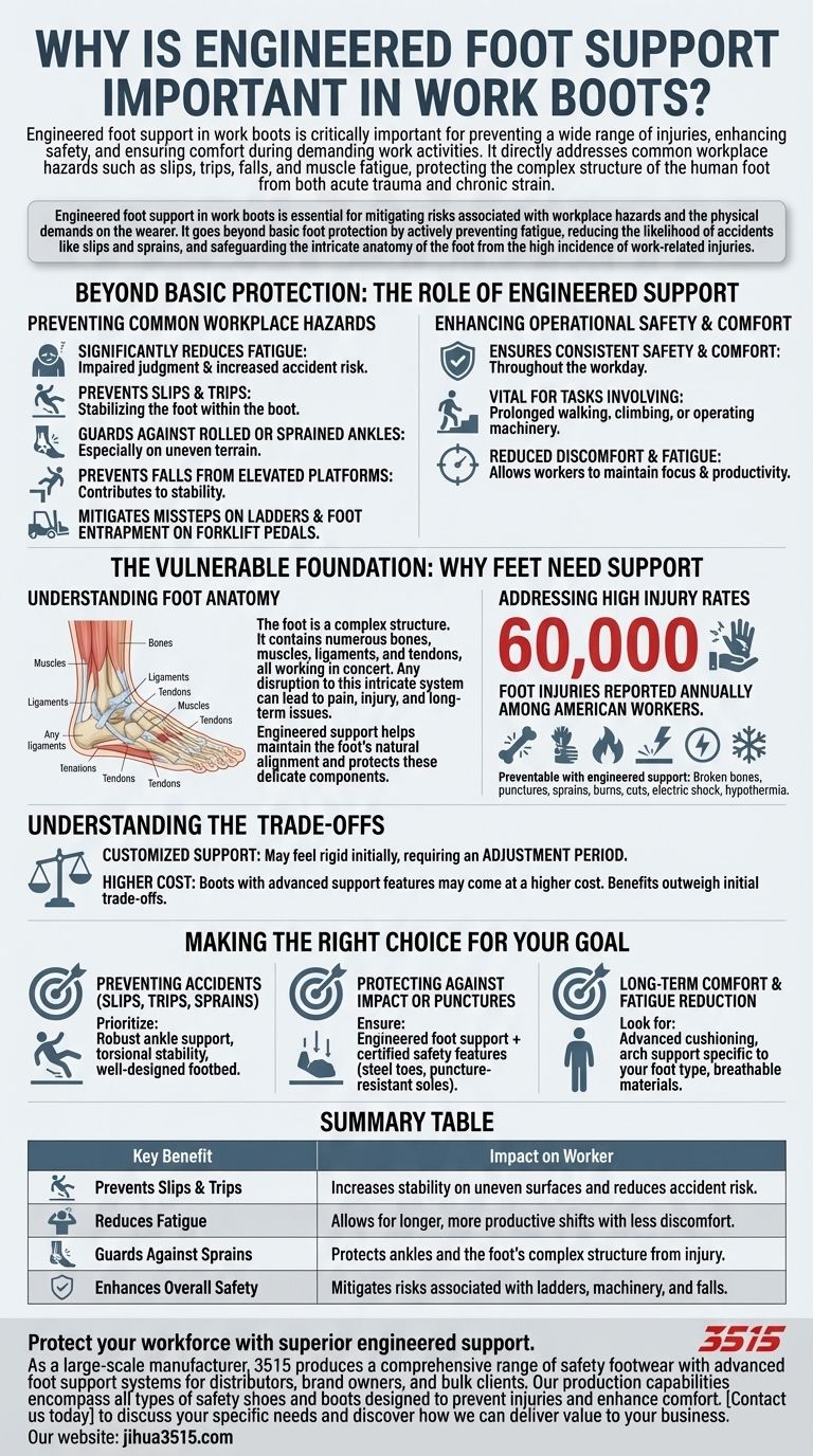 Почему конструктивная поддержка стопы важна в рабочей обуви? Предотвращение травм и повышение производительности Визуальное руководство