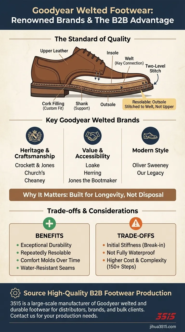 Which brands use Goodyear Welted construction? Invest in Durable, Repairable Footwear Visual Guide
