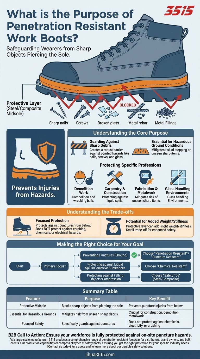 ما هو الغرض من أحذية العمل المقاومة للاختراق؟ الحماية من مخاطر الثقب دليل مرئي
