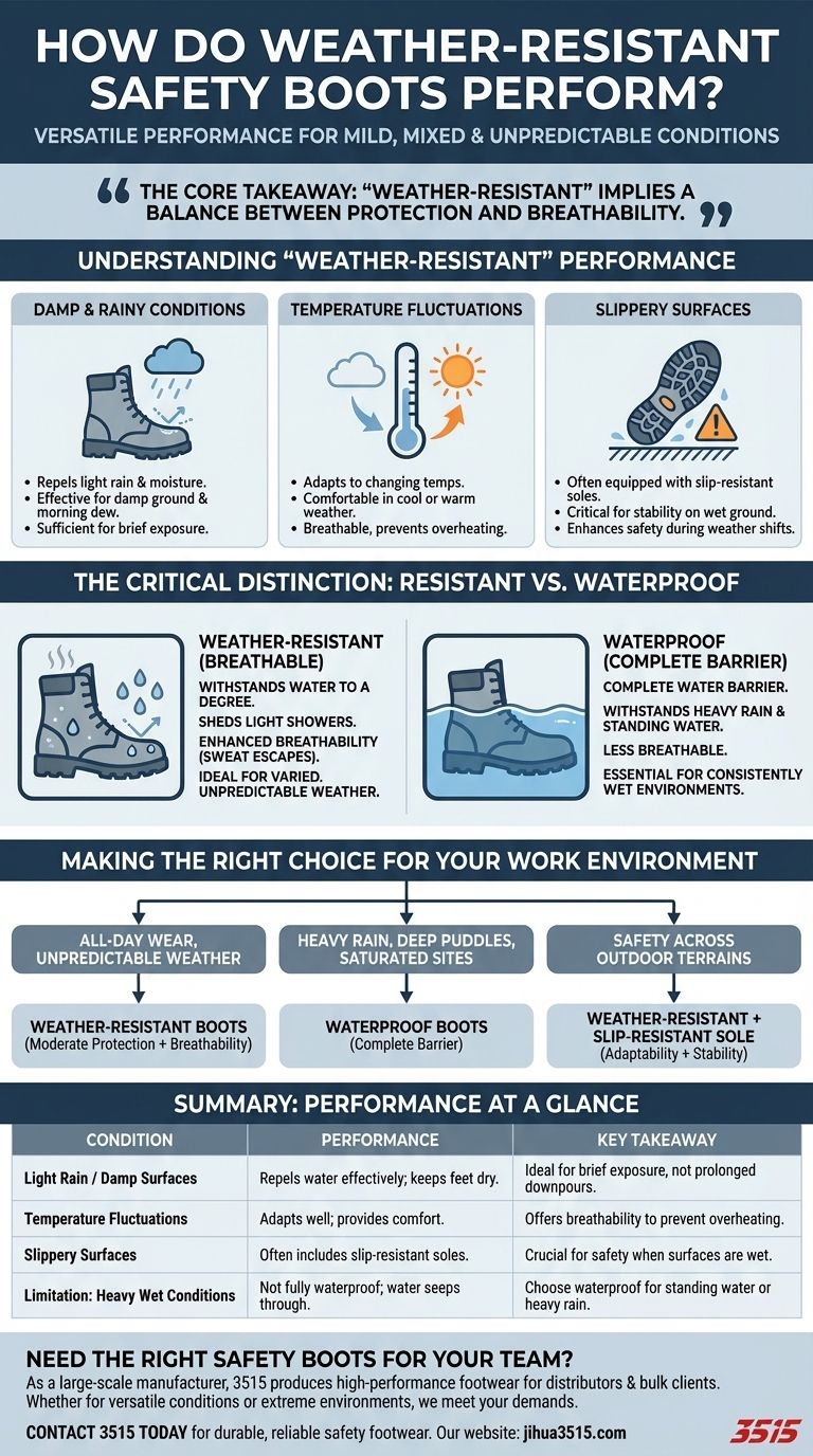 كيف تعمل أحذية السلامة المقاومة للعوامل الجوية في ظروف مختلفة؟ ابحث عن الحذاء المناسب لعملك دليل مرئي