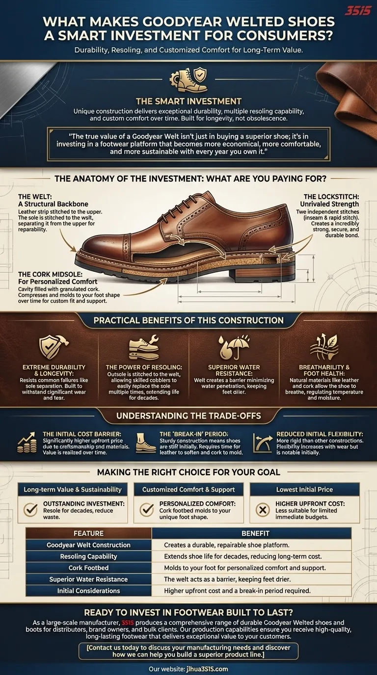 Cosa rende le scarpe Goodyear Welted un investimento intelligente? Sblocca decenni di durata e comfort Guida Visiva