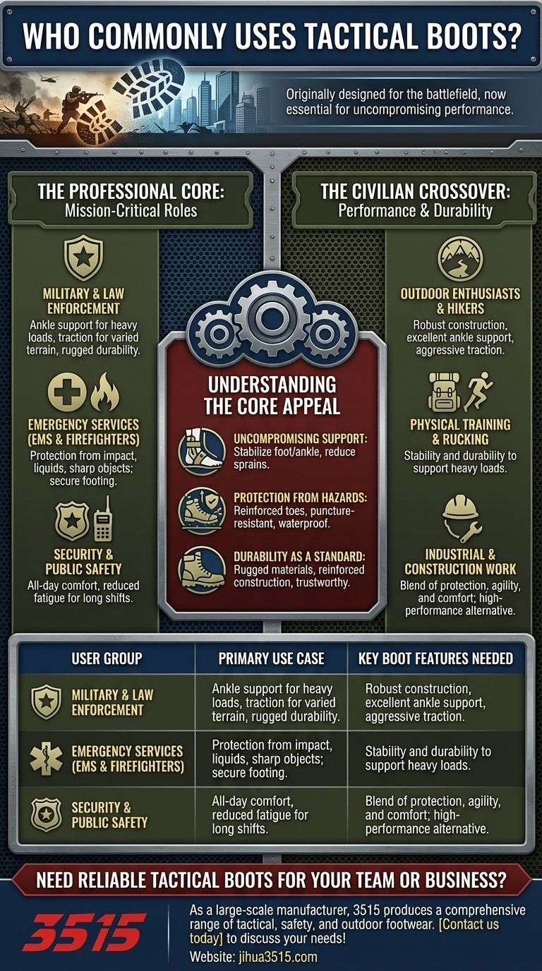 من يستخدم الأحذية التكتيكية بشكل شائع؟ من العسكريين إلى عشاق الهواء الطلق دليل مرئي
