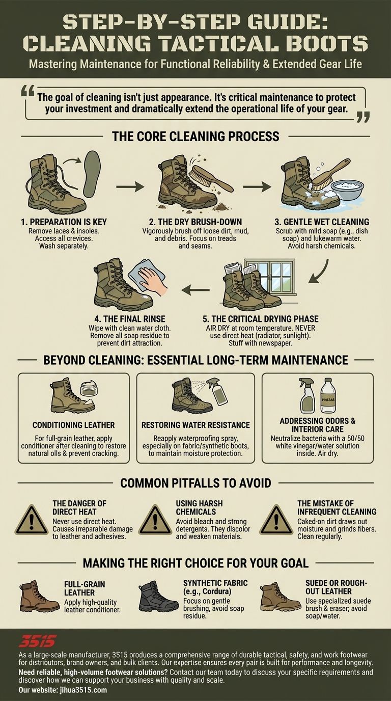 Was sind die Schritte zur Reinigung von taktischen Stiefeln? Eine 5-Schritte-Anleitung zur Pflege Ihrer Ausrüstung Visuelle Anleitung