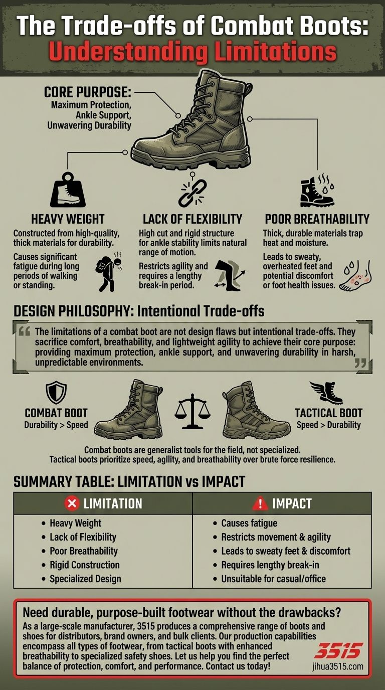 Каковы ограничения армейских ботинок? Тяжелые, жесткие и плохо вентилируемые Визуальное руководство