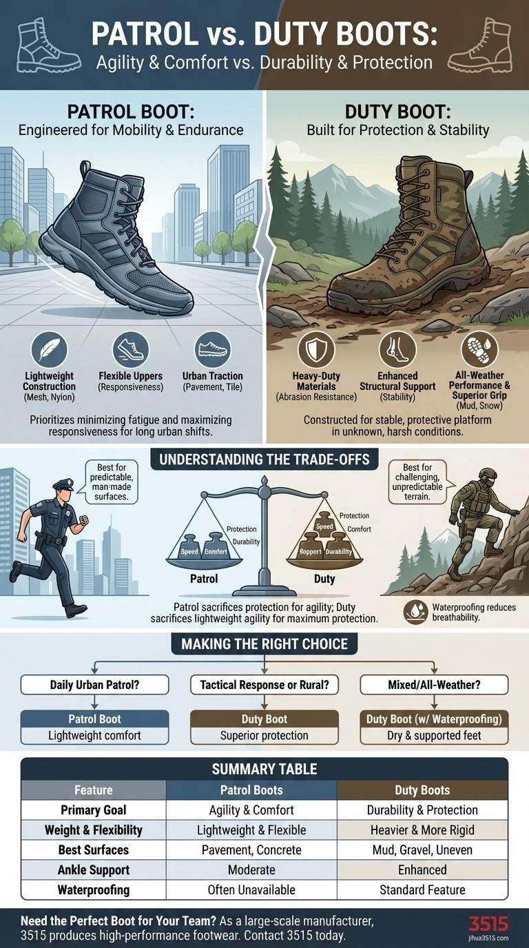 Quelles sont les principales différences entre les bottes de patrouille et les bottes de service ? Choisissez la bonne botte pour votre mission Guide Visuel
