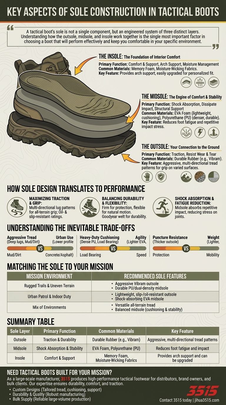What are the key aspects of sole construction in tactical boots? Master the Foundation for Performance Visual Guide