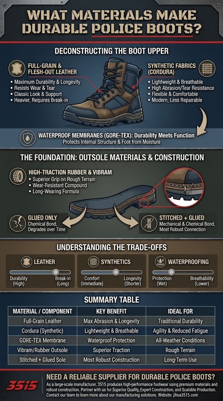 내구성이 뛰어난 경찰 부츠에 권장되는 소재는 무엇인가요? 오래가는 신발에 대한 궁극적인 가이드 시각적 가이드