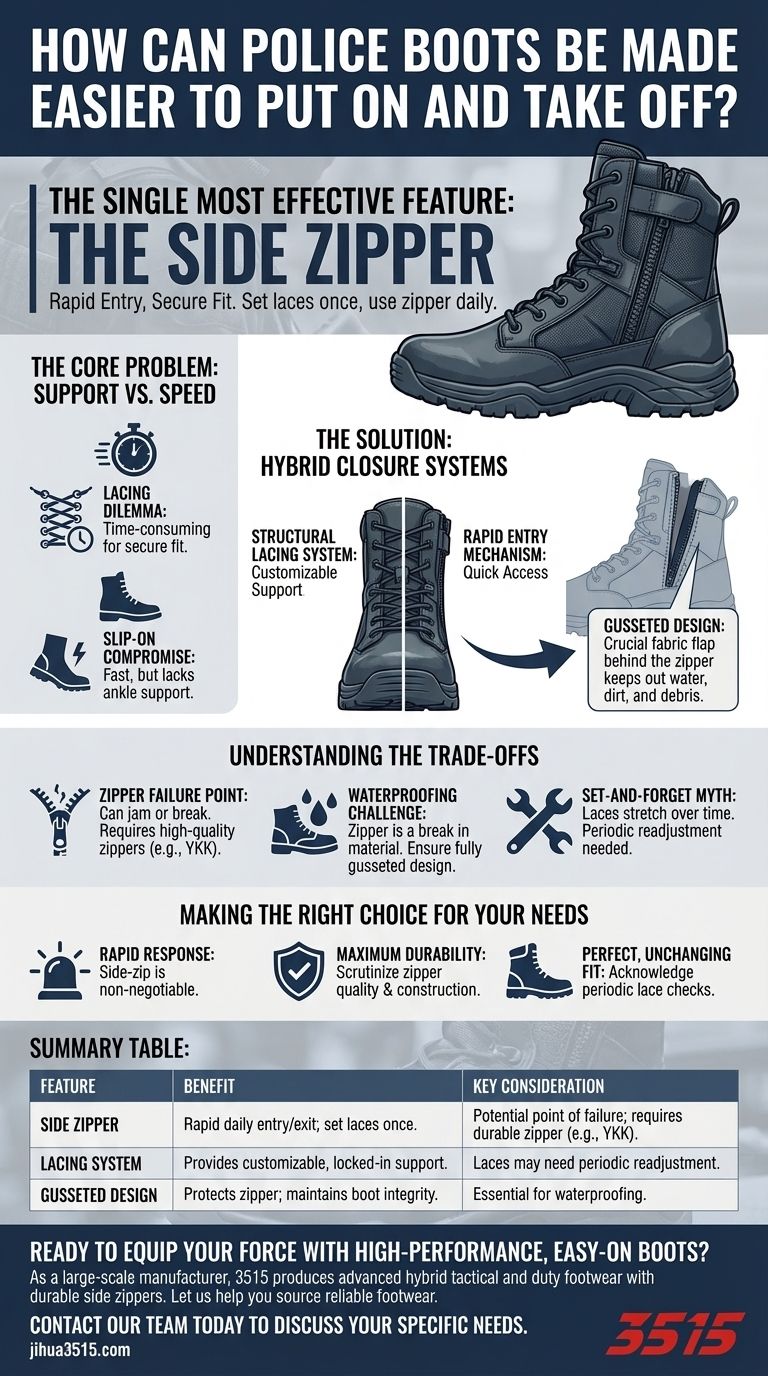 Comment rendre les bottes de police plus faciles à enfiler et à retirer ? La solution de la fermeture éclair latérale Guide Visuel