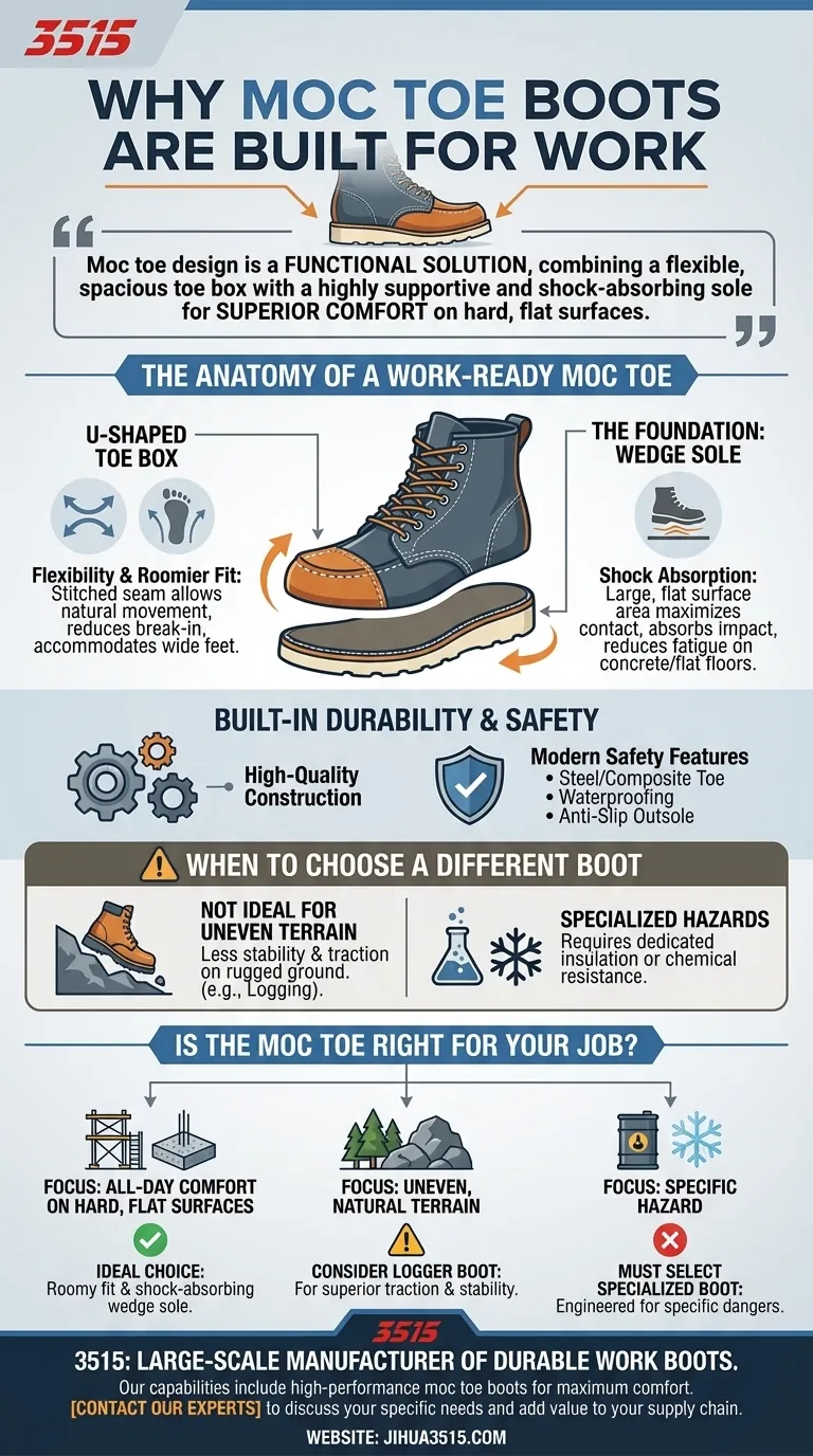 ما الذي يجعل أحذية moc toe مناسبة لبيئات العمل؟ راحة ومتانة لا مثيل لهما دليل مرئي