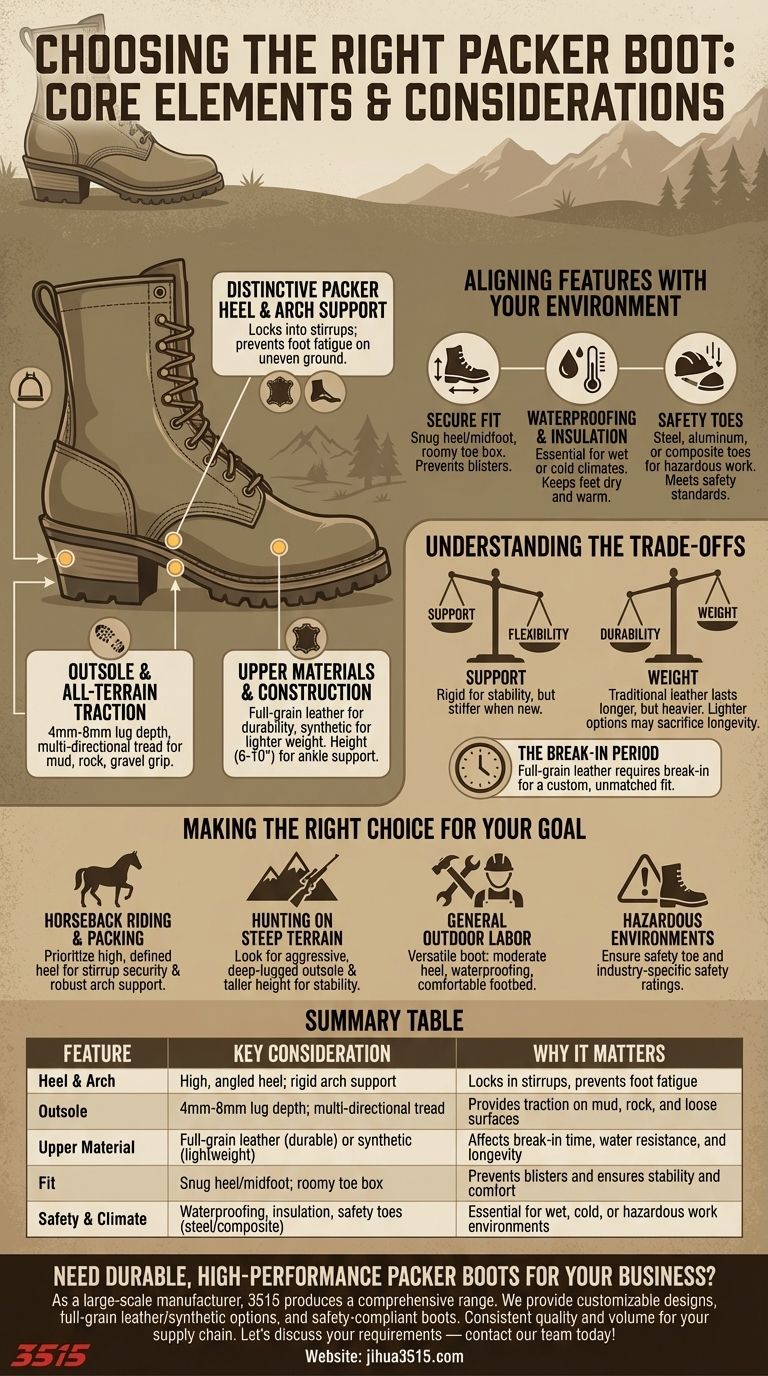 Que faut-il considérer lors du choix de bottes de type packer ? Caractéristiques clés pour la stabilité et la durabilité Guide Visuel