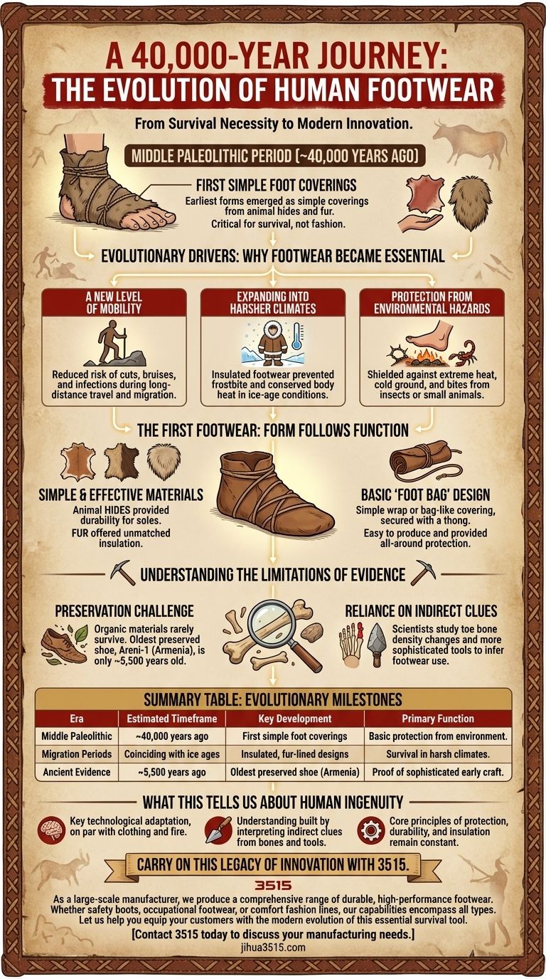 ¿Cuánto tiempo llevan los humanos usando calzado? Una historia de 40.000 años de protección Guía Visual