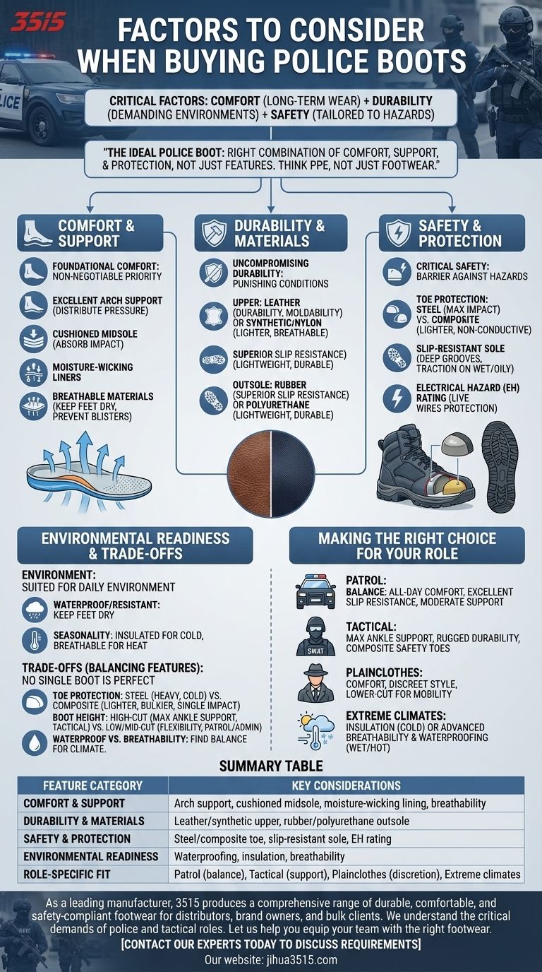 경찰 부츠 구매 시 고려해야 할 요소는 무엇인가요? 안전, 편안함 및 내구성에 대한 가이드 시각적 가이드