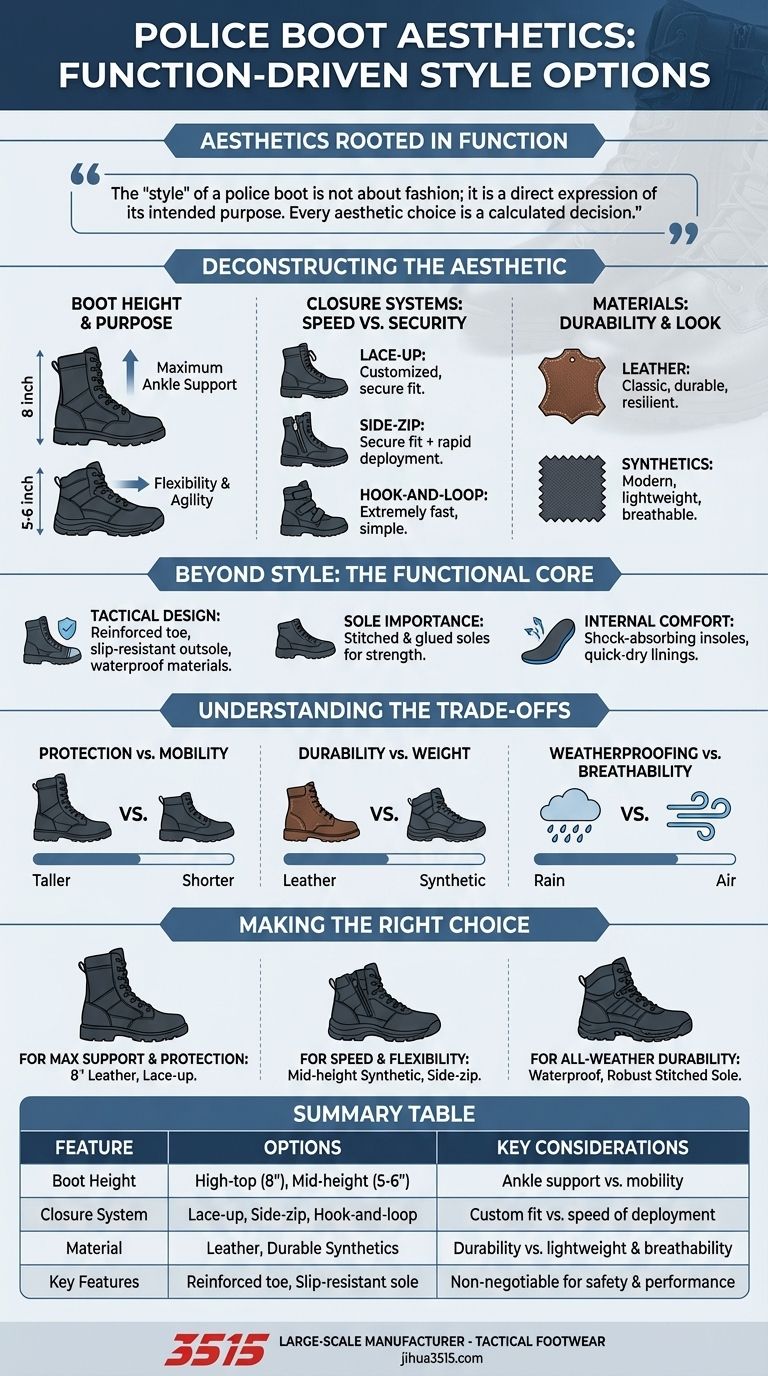 ¿Cuáles son las opciones estéticas y de estilo para las botas de policía? Equilibrando forma y función para un máximo rendimiento Guía Visual