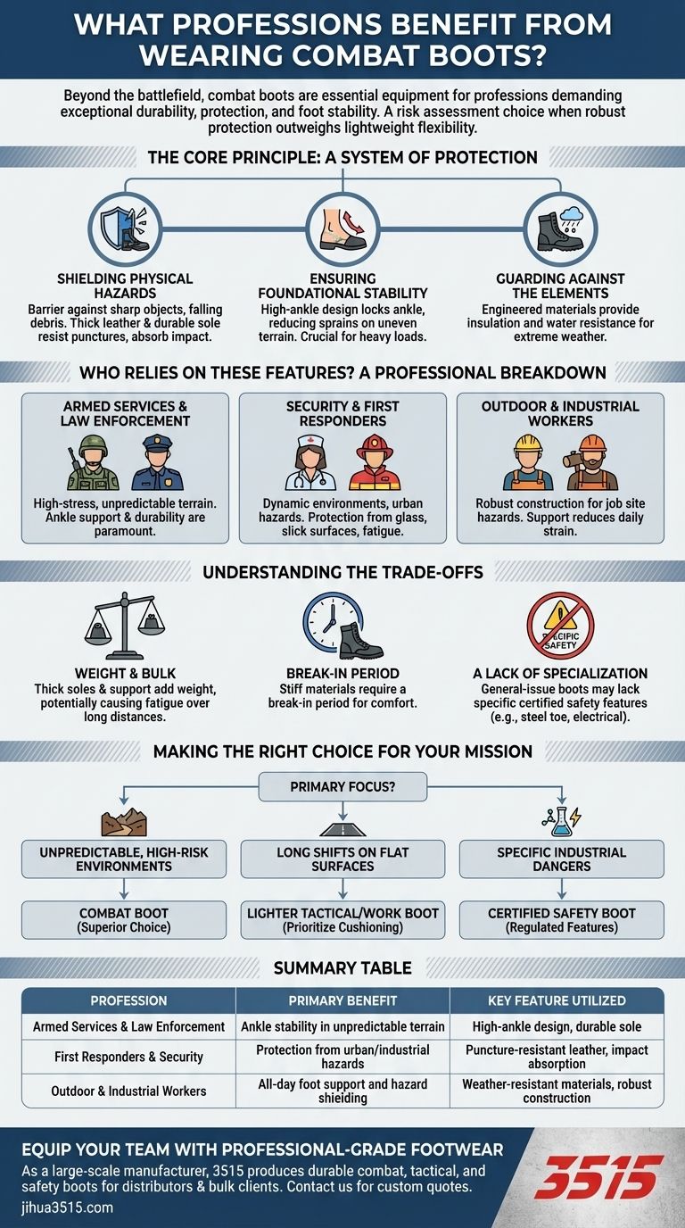 Quels métiers bénéficient du port de bottes de combat ? Durabilité inégalée pour les métiers à haut risque Guide Visuel