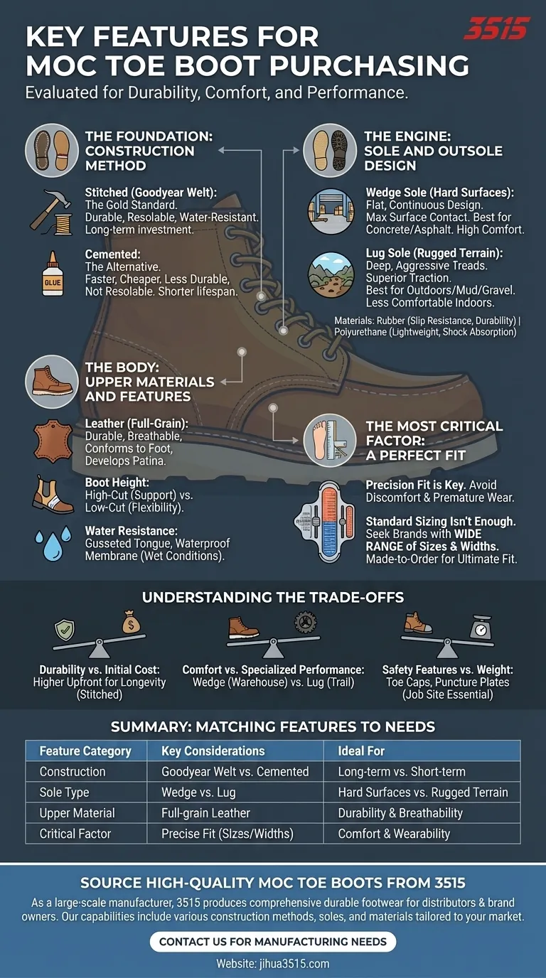 ¿Cuáles son las características clave a tener en cuenta al comprar botas de punta moc toe? Una guía de durabilidad y ajuste Guía Visual