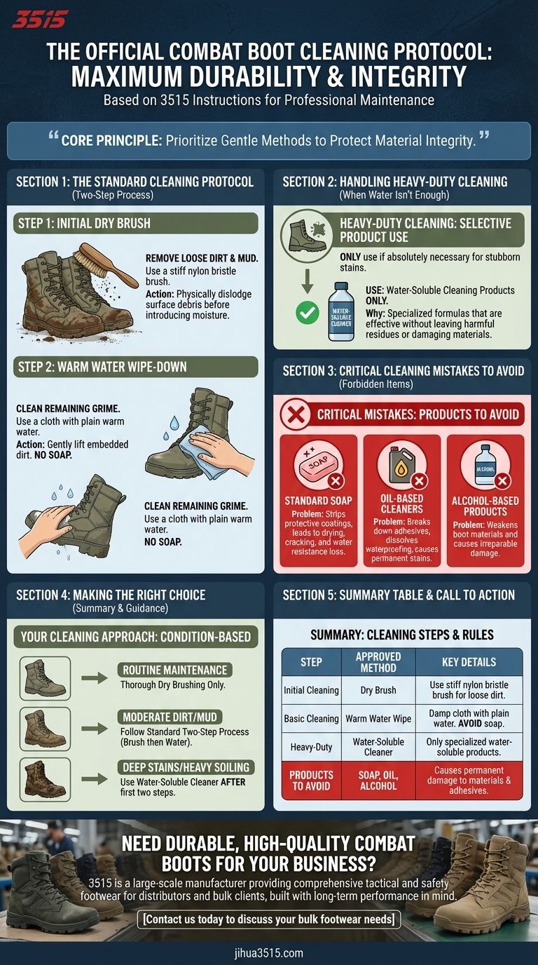 Wie sollen Kampfstiefel gemäß den Anweisungen gereinigt werden? Ein Leitfaden zur sicheren und effektiven Wartung Visuelle Anleitung