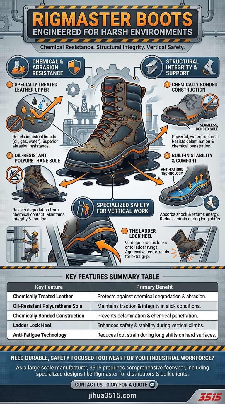¿Cuáles son las características clave de las botas Rigmaster? Seguridad inigualable para trabajos industriales duros Guía Visual