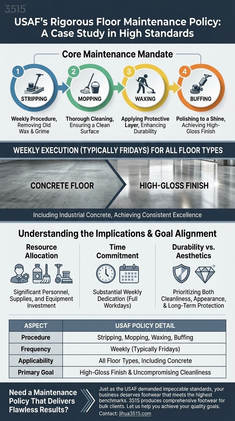 Quelle était la politique de l'USAF concernant l'entretien des sols ? Un modèle d'entretien rigoureux des installations Guide Visuel