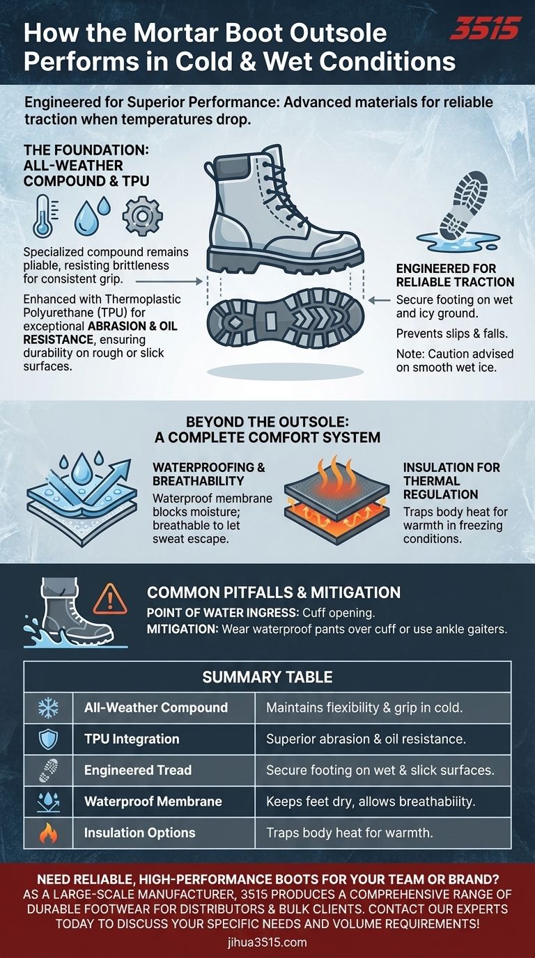 Wie schneidet die Außensohle von Mortar-Stiefeln bei kalten und nassen Bedingungen ab? Entwickelt für überlegene Traktion & Sicherheit Visuelle Anleitung
