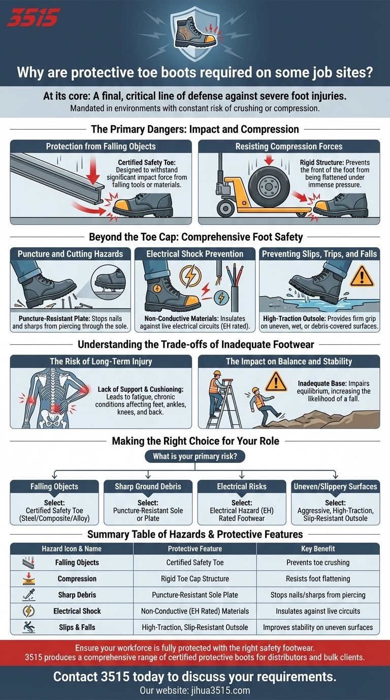 为什么工作场所需要防护性鞋头靴？防止因撞击和挤压造成的严重足部伤害 图解指南