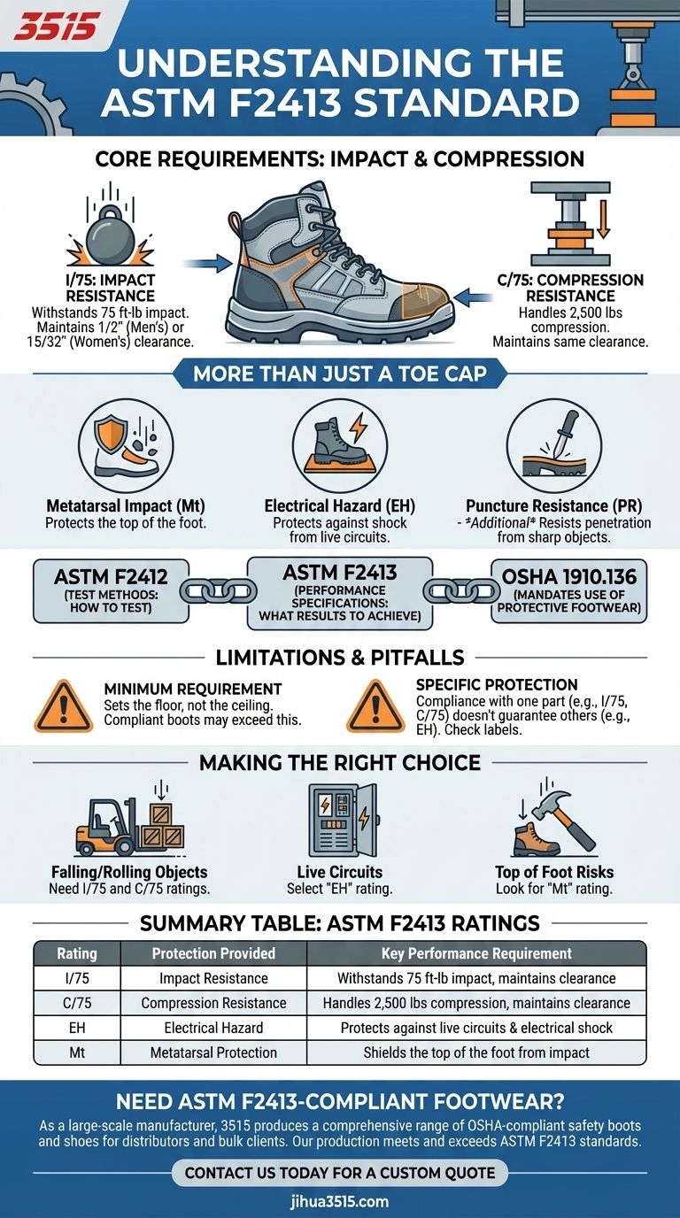 Quelle est la norme ASTM F2413 pour les bottes de sécurité ? Assurer la sécurité des pieds conforme à l'OSHA Guide Visuel