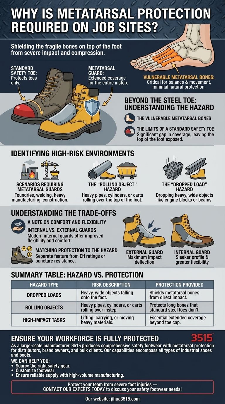Por que a proteção metatarsal é necessária nos locais de trabalho? Segurança Essencial para Trabalhos Pesados Guia Visual