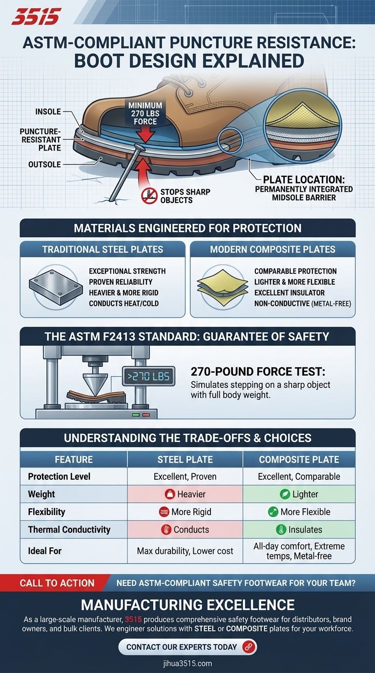 Comment les bottes sont-elles conçues pour répondre à la norme ASTM en matière de résistance à la perforation ? Un guide sur la protection des pieds Guide Visuel