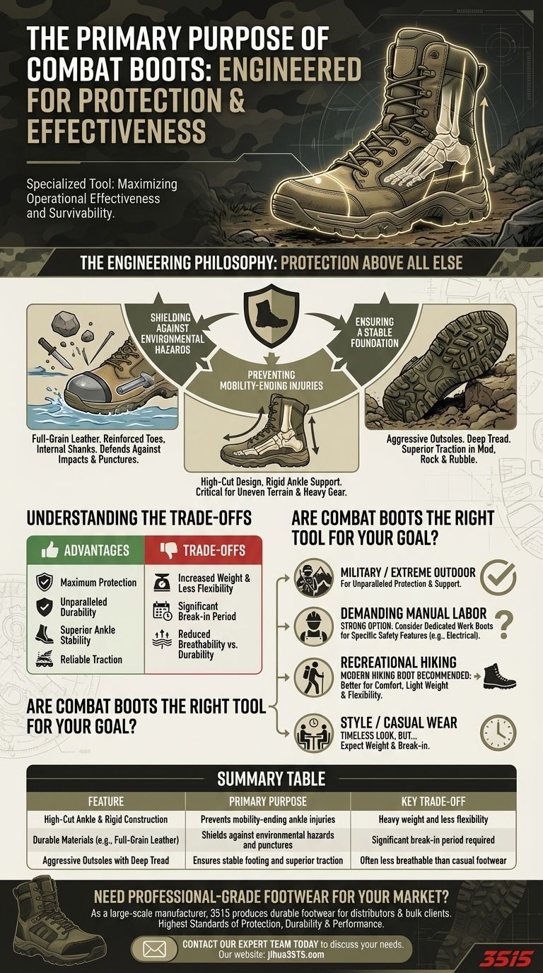 Quel est le but principal des bottes de combat ? Protection maximale et durabilité pour les environnements exigeants Guide Visuel