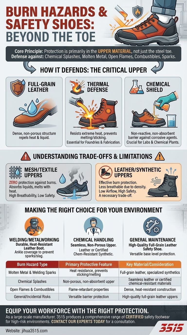 Quali tipi di pericoli di ustione possono proteggere le scarpe antinfortunistiche? Calzature essenziali per luoghi di lavoro ad alto rischio Guida Visiva