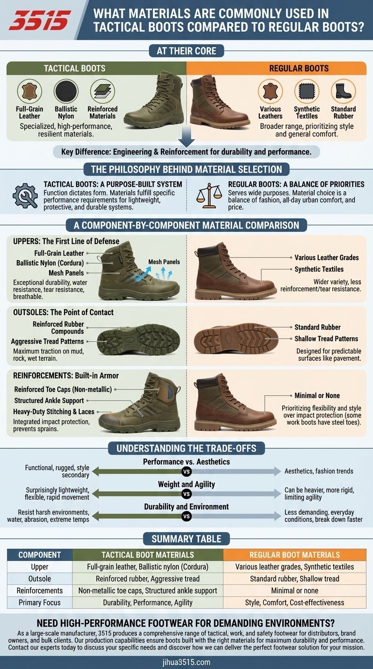 ¿Qué materiales se utilizan en las botas tácticas frente a las botas normales? Descubra la diferencia diseñada para un propósito específico Guía Visual