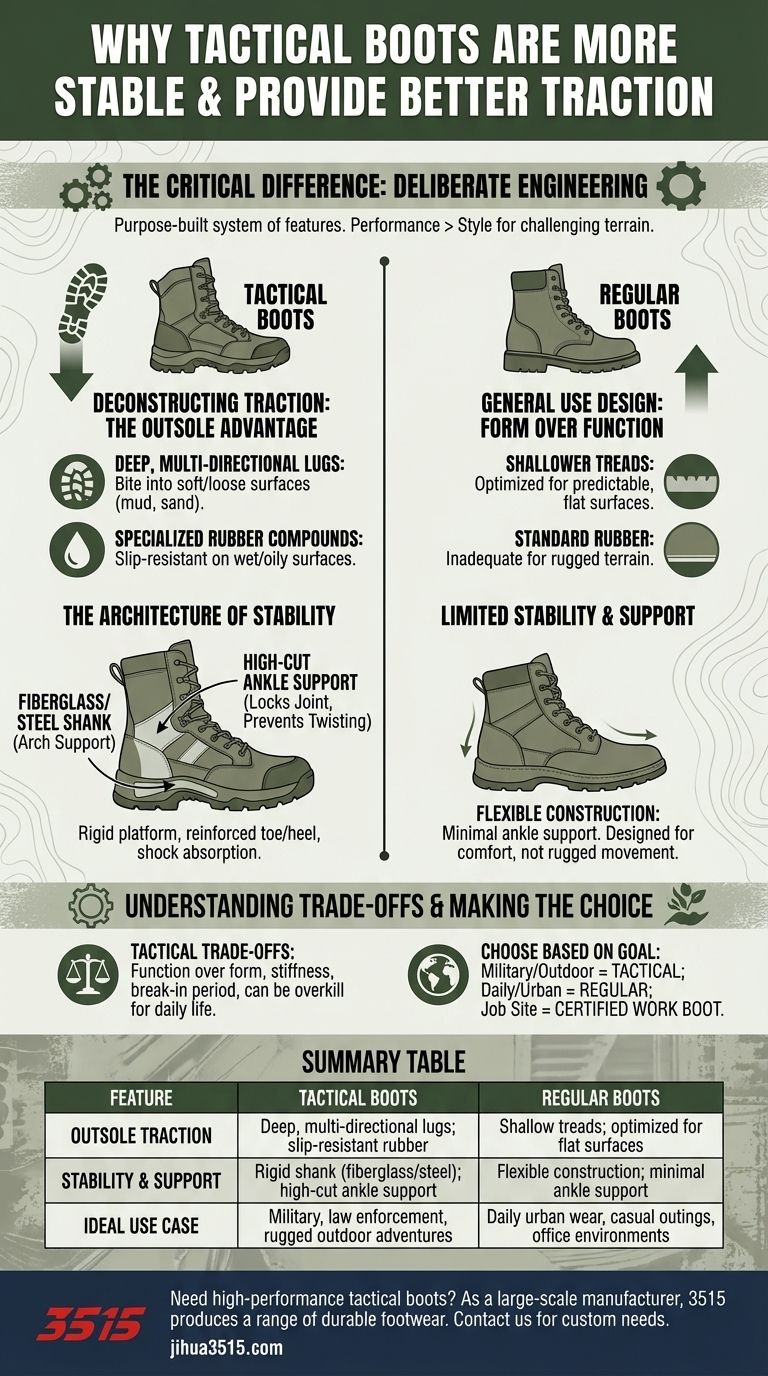 Qu'est-ce qui rend les bottes tactiques plus stables et plus adhérentes que les bottes ordinaires ? Conçues pour une adhérence et un soutien supérieurs Guide Visuel