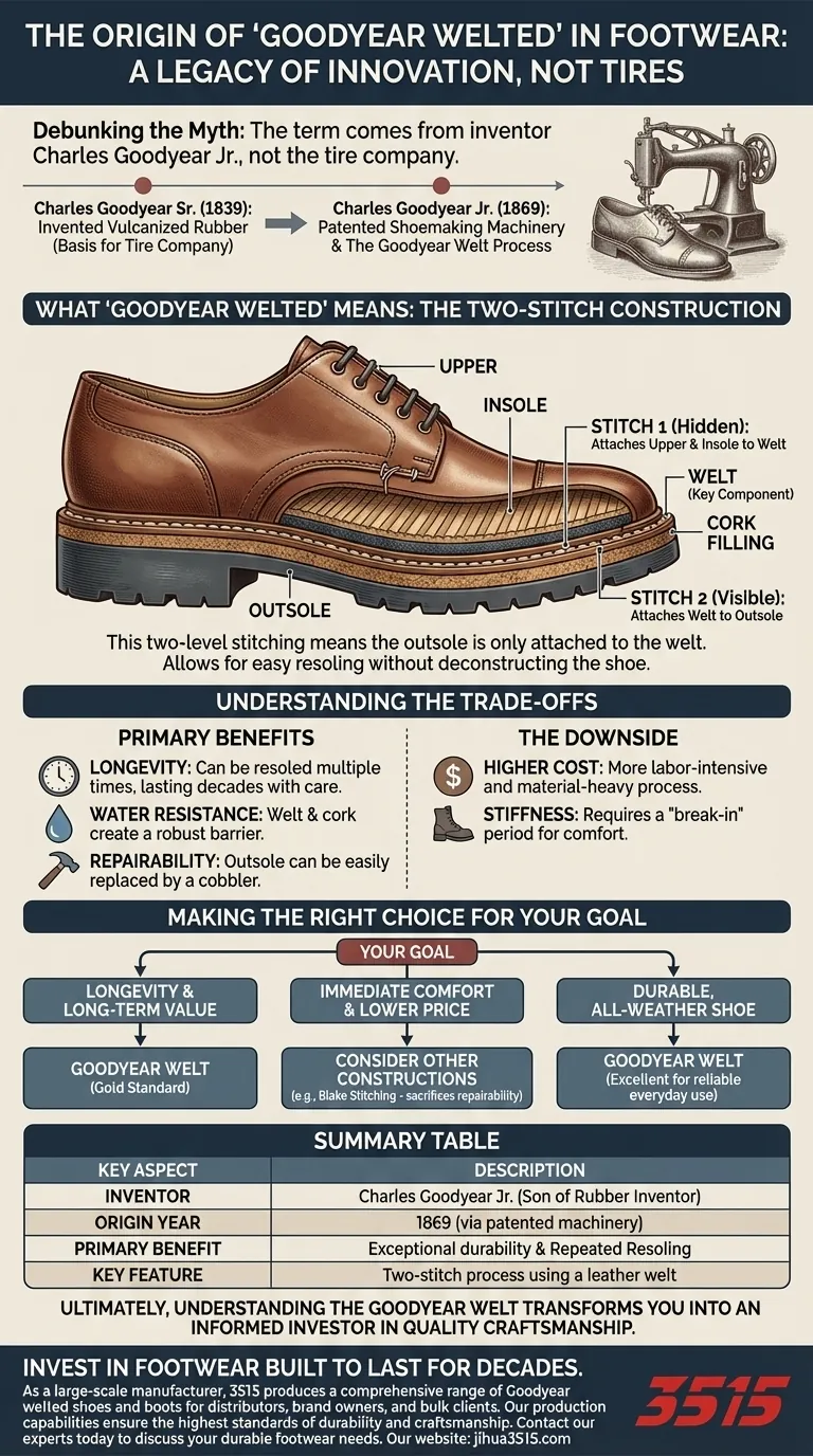 Quelle est l'origine du terme Goodyear welted pour les chaussures ? Un héritage de savoir-faire Guide Visuel