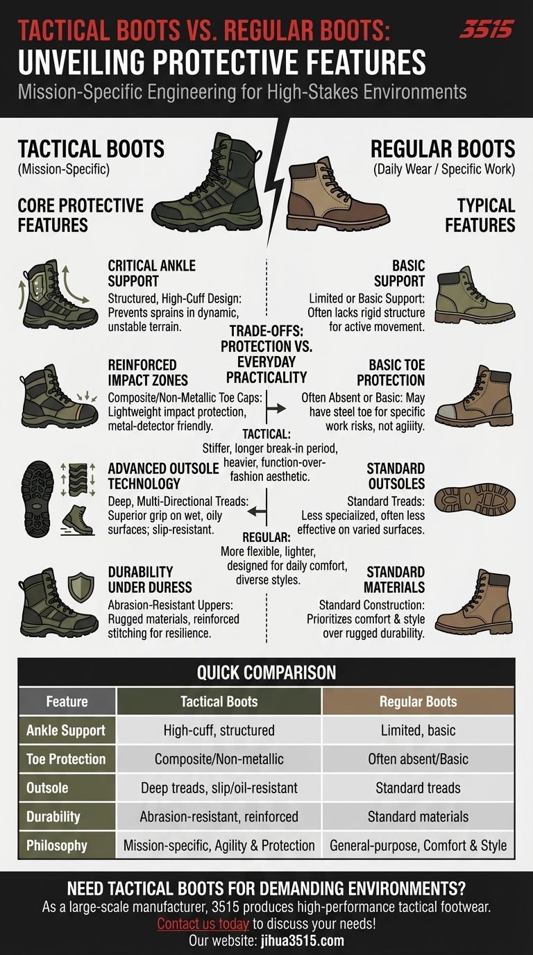Quelles caractéristiques de protection trouve-t-on couramment dans les bottes tactiques mais pas dans les bottes ordinaires ? Conçues pour des performances de haut niveau Guide Visuel