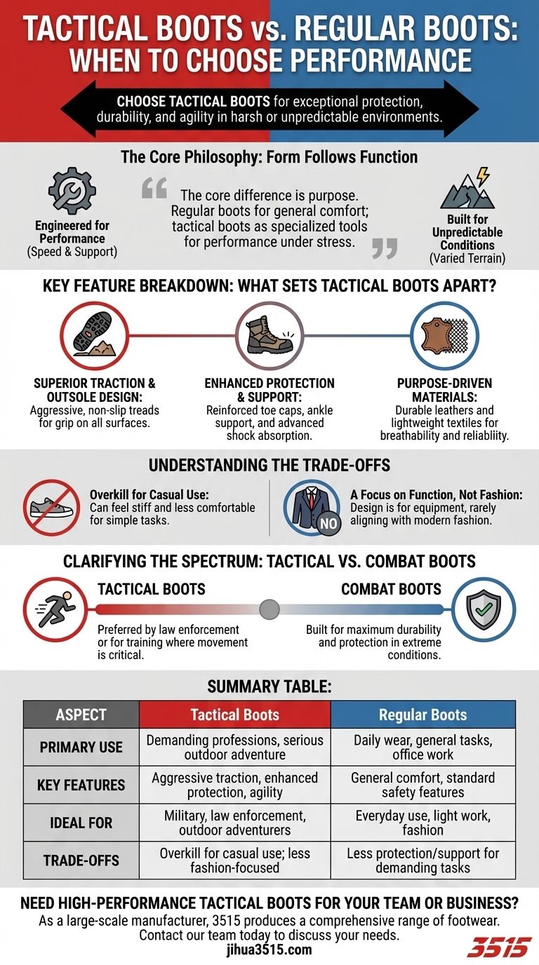 プロフェッショナル向けガイド：通常のブーツではなくタクティカルブーツを選ぶべき時はいつか？ ビジュアルガイド