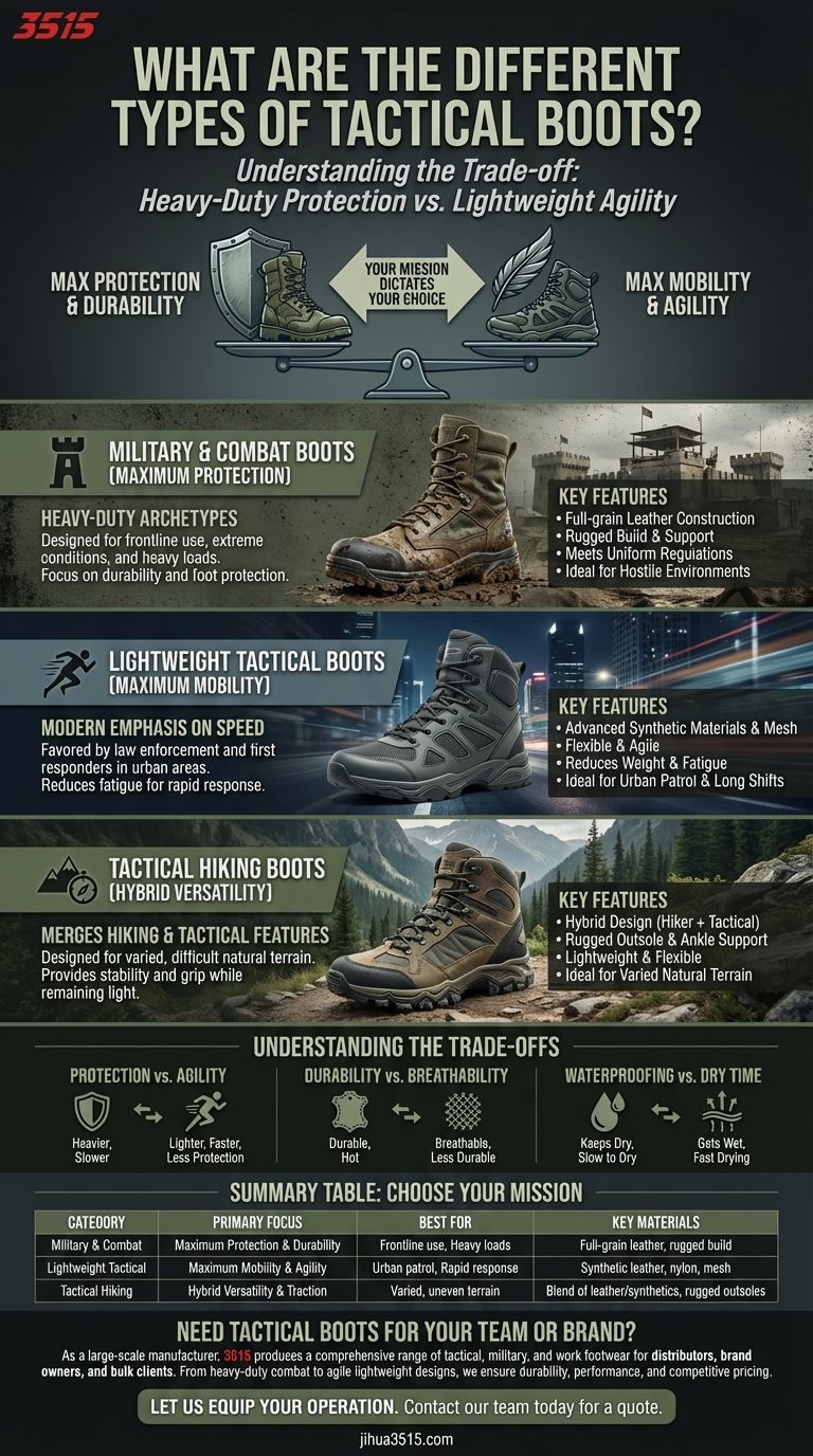 다양한 종류의 전술 부츠는 무엇인가요? 임무에 맞는 부츠 선택하기 시각적 가이드