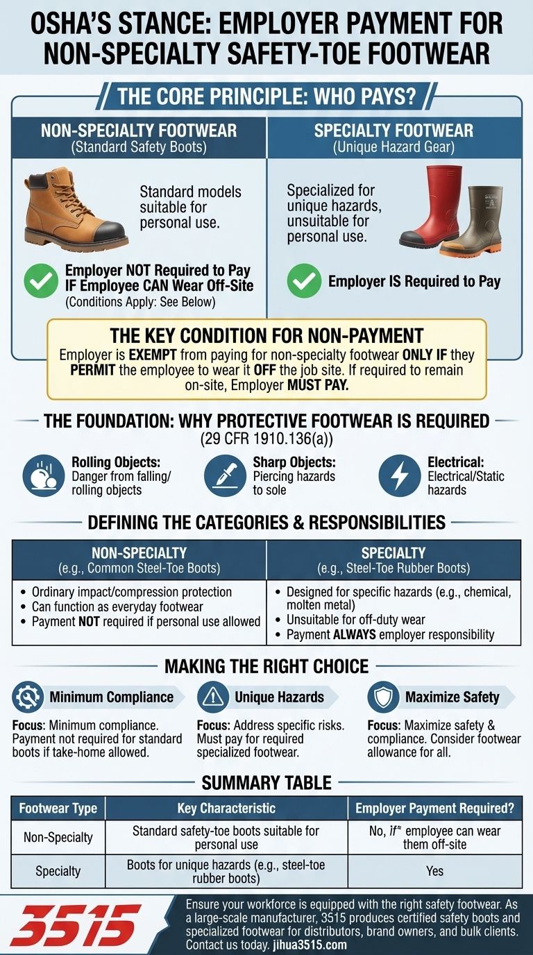 ¿Cuál es la postura de la OSHA sobre el pago por parte del empleador del calzado de protección no especializado con puntera de seguridad? Una guía para el cumplimiento Guía Visual