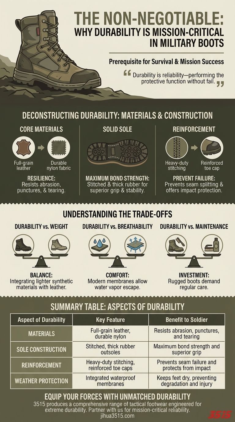 군화의 내구성이 중요한 이유는 무엇일까요? 생존과 임무 완수의 필수 조건입니다. 시각적 가이드