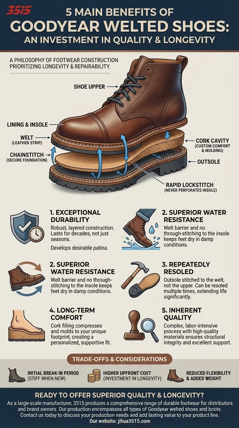 Quels sont les cinq principaux avantages des chaussures cousues Goodyear ? Un guide pour des chaussures durables Guide Visuel