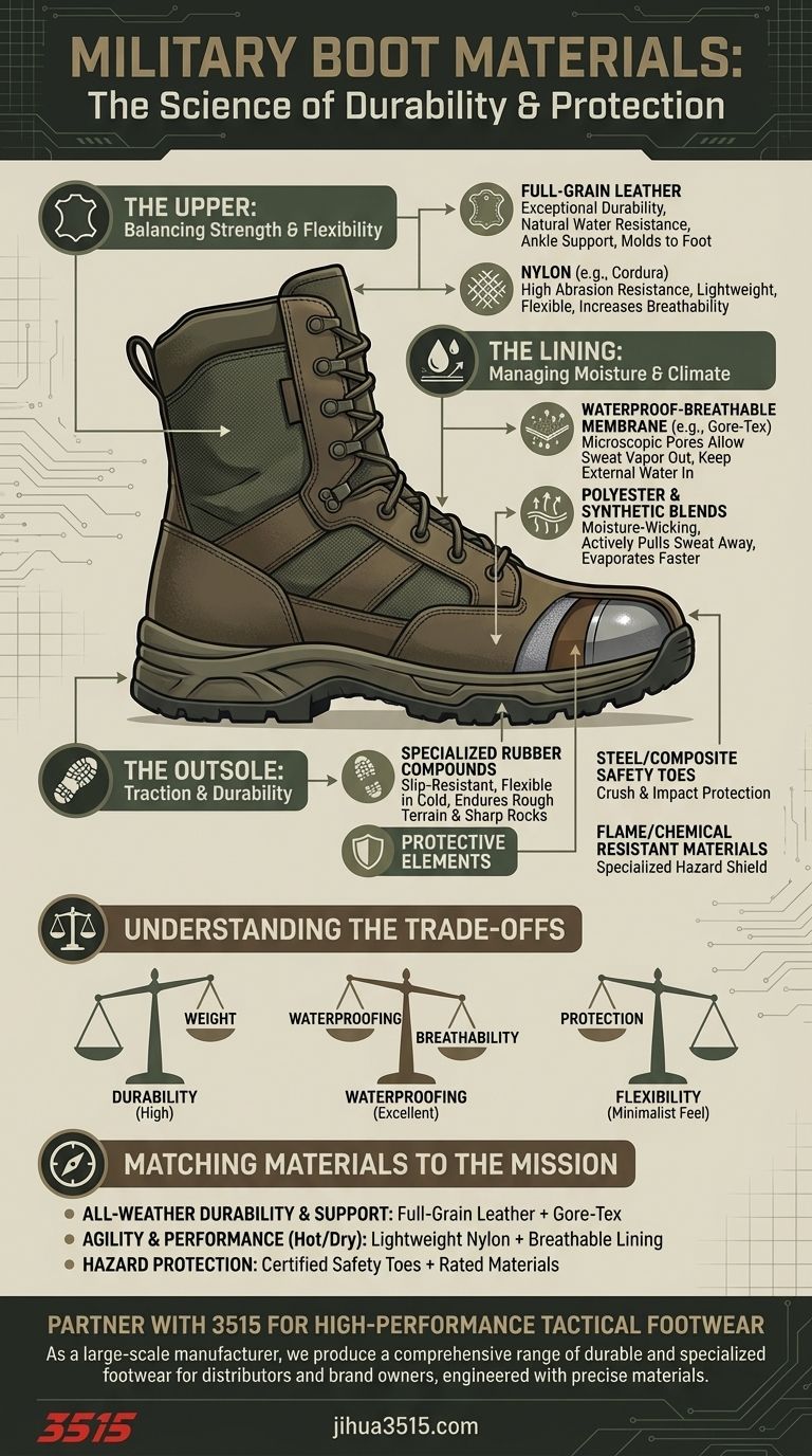 Quels matériaux spécialisés sont utilisés dans les bottes militaires et pourquoi ? Un guide sur la durabilité et la performance Guide Visuel