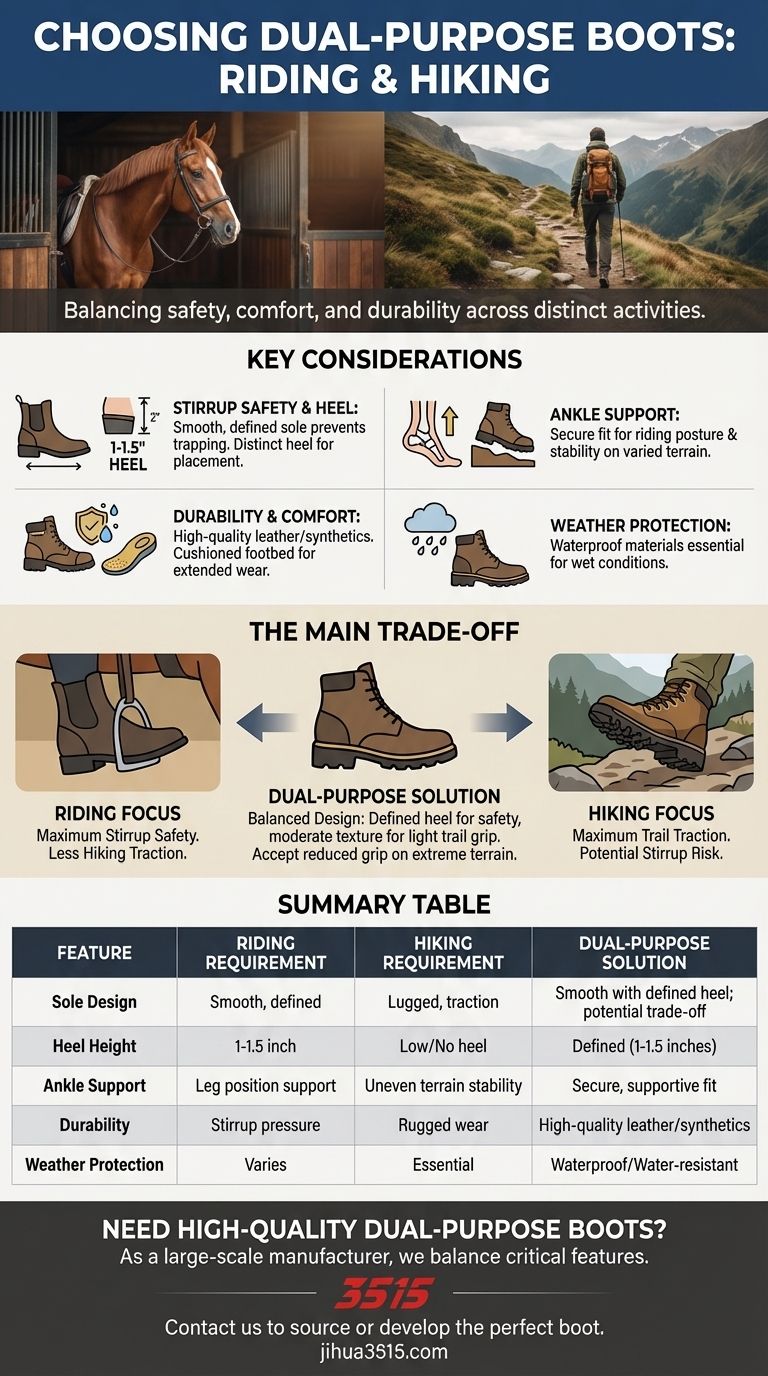 Cosa considerare quando si scelgono stivali per equitazione ed escursionismo? Bilanciare sicurezza, comfort e durata Guida Visiva