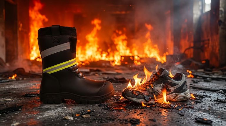 Quanto possono aumentare le temperature durante un incendio importante e perché le scarpe normali sono pericolose?