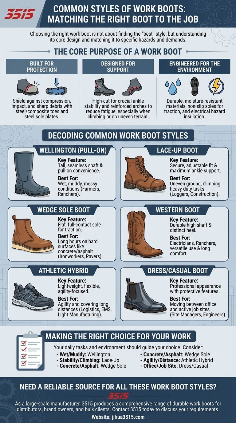 Quels sont les styles courants de bottes de travail ? Trouvez la coupe parfaite pour votre travail Guide Visuel