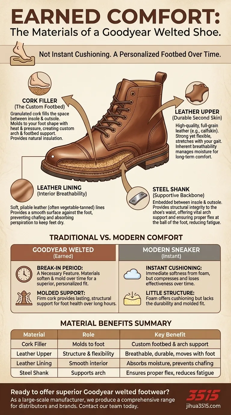 Quels matériaux sont utilisés pour améliorer le confort des chaussures à cousu Goodyear ? Découvrez le secret d'un soutien durable et personnalisé Guide Visuel